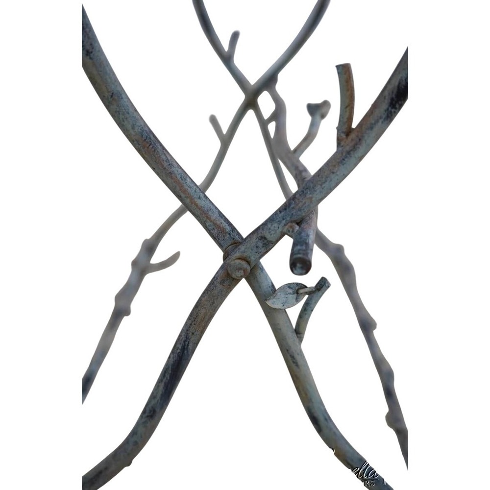 Vintage Wrought Iron Twig Side Table Garden Stand Gray Brown Bird Accents - Picture 6 of 6